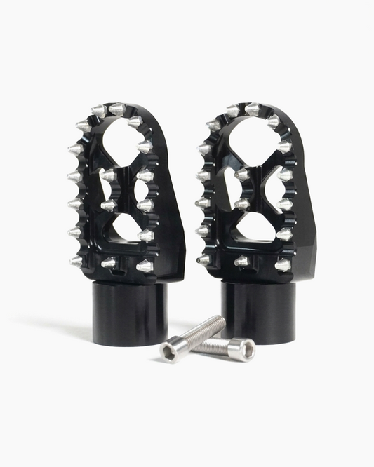 Kaos Customs e-bike peg kit, complete black pedal delete kit with pegs, spacers and hardware