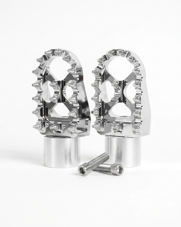 Kaos Customs e-bike peg kit, complete silver pedal delete kit with pegs, spacers and hardware