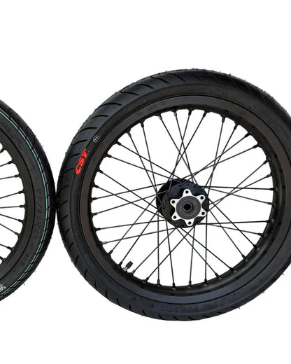 Rear 17x2.15 supermoto wheel with CST street tire for Talaria