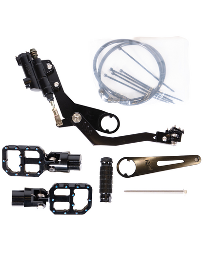 Kaos Customs V2 e-bike peg kit bundle with shift lock and foot brake in black